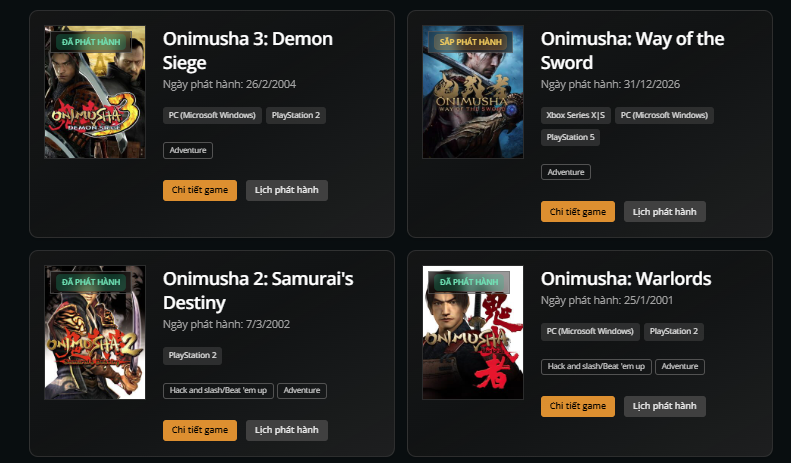 Onimusha – Dòng game hành động nhập vai huyền thoại