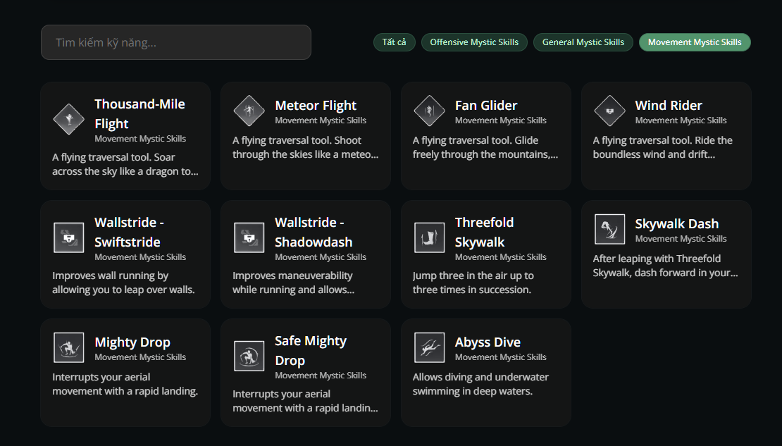Hướng Dẫn Where Winds Meet - Mystic Arts - Wallstride - Swiftstride